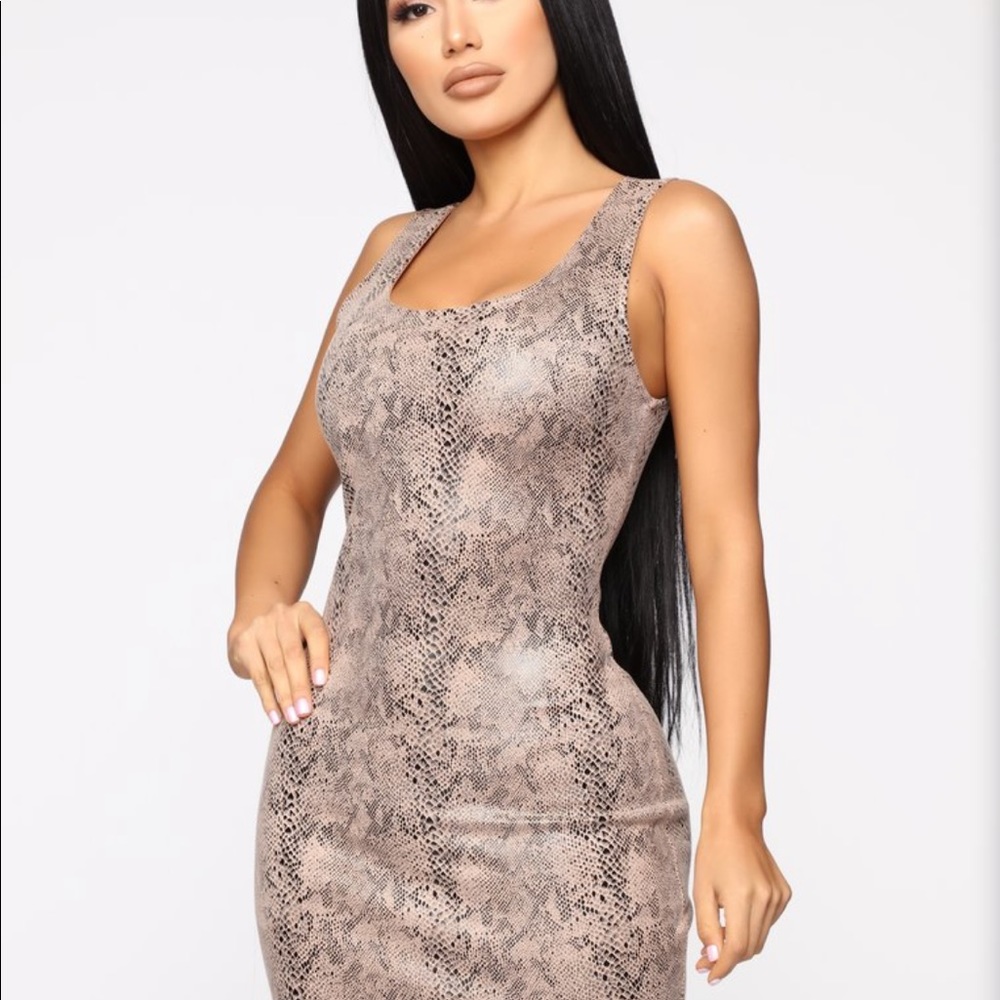Nude snakeskin dress
